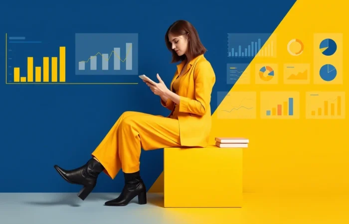 Digital marketing illustration one girl watching content